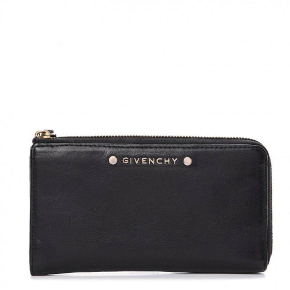 Givenchy Sugar Goatskin Studded Pandora Half Zip Long Wallet Black - Picture 3 of 7
